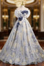 A Line Strapless Flower Prom Dresses