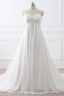 A-Line Straps Empire Long White Bridesmaid Dress With Beads