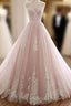 A-Line Straps Tulle Lace Appliques Prom Dress Off Shoulder Floor Length Beautiful