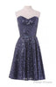 A-Line Sweetheart Knee Length Sequined Homecoming Dresses With Beads