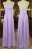 A-Line Sweetheart Neck Backless Lilac Long Prom Dresses Lilac Long Bridesmaid Dresses