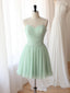 A-Line Sweetheart Neck Chiffon Green Short Prom Dresses Green Homecoming Dresses