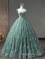 A Line Sweetheart Neck Green Long Prom Dress Green Lace Prom Dresses
