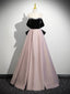 A-Line Sweetheart Neck Off Shoulder Floor Length Pink Formal Prom Dress With Beads
