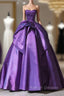 A-Line Sweetheart Neck Satin Purple Long Prom Dress Formal Dress Evening Dress