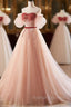 A Line Sweetheart Neck Sequin Tulle Pink Long Prom Dress, Pink Formal Dress
