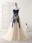 A Line Sweetheart Tulle Lace Applique Long Prom Dress, Bridesmaid Dress