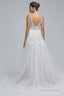 A-Line tulle applique sleeveless floor length wedding dress