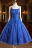 A-Line Tulle Blue Short Prom Dress, Blue Homecoming Dress