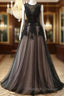 A-Line Tulle With Lace Round Neckline Floor Length Party Dress Black Prom Dress Formal Dress