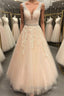 A Line V Neck Beaded Pink Lace Long Prom Dresses V Neck Pink Lace Prom Dresses Pink Lace Prom Dresses