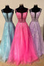 A-Line V Neck Lace Prom Dresses Long Prom Graduation Prom Dresses