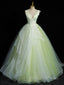 A Line V Neck Lace Tulle Green Long Prom Dresses Green Sweet 16 Dresses