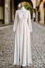 A Line V Neck Long Sleeves Long Chiffon Bridesmaid Dresses With Split Side Pockets