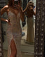 A Line V Neck Prom Dress With Split