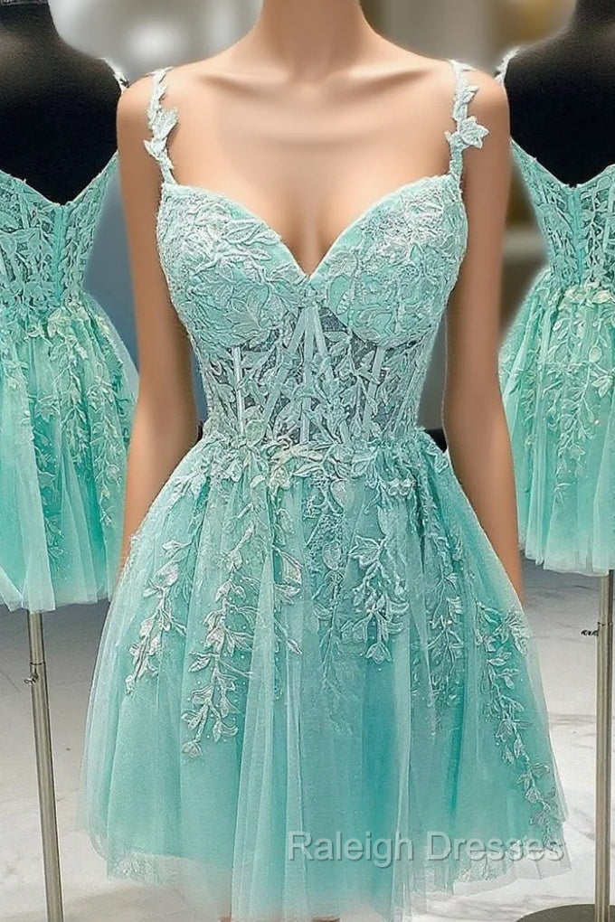 A Line V Neck Short Green Lace Prom Dress Short Green Lace Prom Homeco