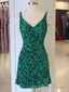A Line V Neck Short Green Prom Dresses, Short Green Homecoming Graduation Dresses