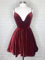 A-Line V-Neck Short/Mini Velvet Homecoming Dresses With Back Tie Design