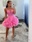 A Line V Neck Short Tulle Homecoming Dress