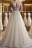 A Line V Neck Silver Gray Long Prom Dress Silver Grey Beaded Long Prom Dress