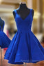 A Line V Neck Sleeveless Elastic Satin Short Mini Homecoming Dress