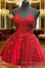 A Line V Neck Sleeveless Lace Tulle Short Mini Homecoming Dress With Beading