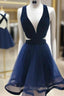 A Line V Neck Sleeveless Short Mini Tulle Homecoming Dress