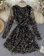 A-Line V Neck Tulle Sequins Dresses Long Sleeve Dresses Homecoming Dresses