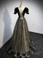 A Line Velvet Tulle Lace Black Long Prom Dresses Black Prom Graduation Dress