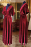 A-Line Velvet V-Neck Prom Dress Long Bridesmaid Dresses