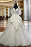 A-Line White Tulle Short Sleeve Sweetheart Appliques Wedding Dresses