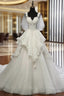 A Line White Tulle Short Sleeve Sweetheart Appliques Wedding Dress