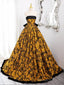 A-Line Yellow Satin Lace Long Prom Dresses Yellow Long Prom Dresses