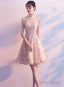 Adorable High Neckline Lace Short Prom Dresseses Lace Short Prom Dresses