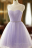 Adorable Light Purple Round Neckline Beaded Short Prom Dress, Cute Homecoming Dress