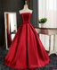 Aline Burgundy Satin Long Prom Gown, Evening Dress