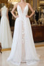 Amazing Long A Line Chapel Train Appliques Tulle Backless Wedding Dresses
