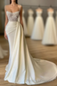 Amazing Long Mermaid Strapless Sequins Pearls Satin Prom Dress