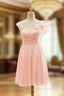 Asymmetrical Straps Pearl Pink Bridesmaid Dresses Pearl Pink Prom Dress