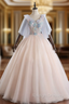 Available In Sizes 0-24 Pink Ball Gown Tulle Appliques V-neck Quinceanera Dress