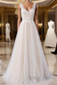 Awesome Long A Line Appliques Lace Tulle Open Back Wedding Dresses