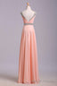 Best Selling Prom Dresses, A Line V Neck Floor Length Chiffon Zipper Back