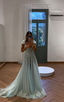 Baby Blue A-Line Exquisite Beaded Tulle Prom Dresses Wedding Guest Dresses
