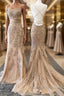 Backless Mermaid Champagne Lace Prom Dress Champagne Backless Mermaid Lace Prom Dress