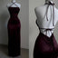 Backless Wine Red Sheath Prom Dresses Long Prom Dresses