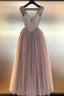 Ball Gowns Beads V-Neck Floor Length Prom Dress
