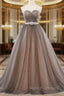 Ball Gown Gray Tulle Sweetheart With Beading Wedding Dresses
