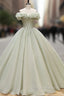 Ball Gowns Green Long Prom Dress, Green Formal Sweet 16 Dress with Beading