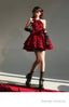 Ball Gown Halter Dark Red Christmas Dress Birthday Dresses Birthday Outfits