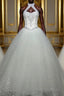 Ball Gown Halter Floor Length Tulle Wedding Dress With Beading